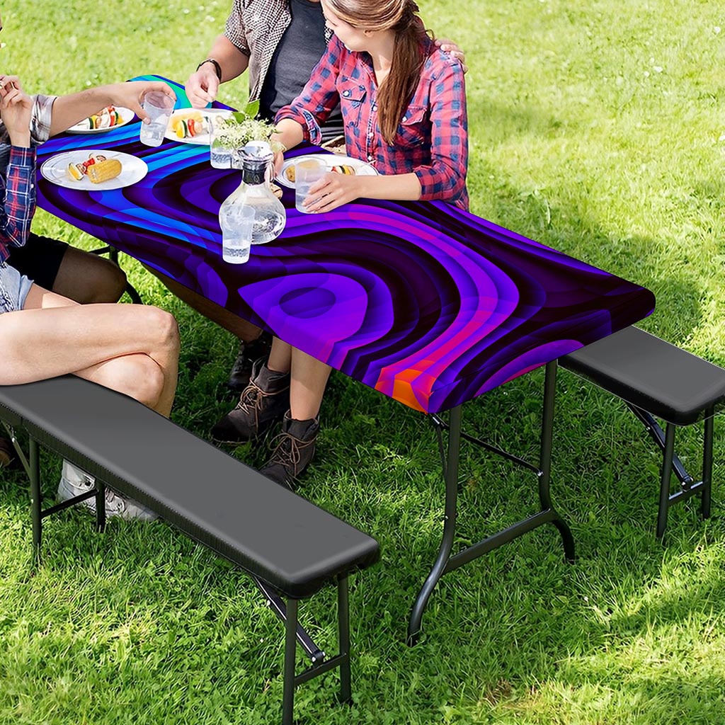 Dark Psychedelic Trippy Print Picnic Table Cover