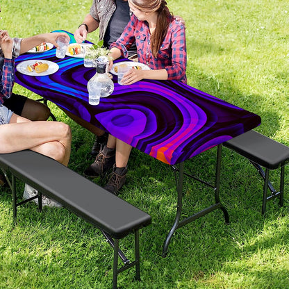 Dark Psychedelic Trippy Print Picnic Table Cover