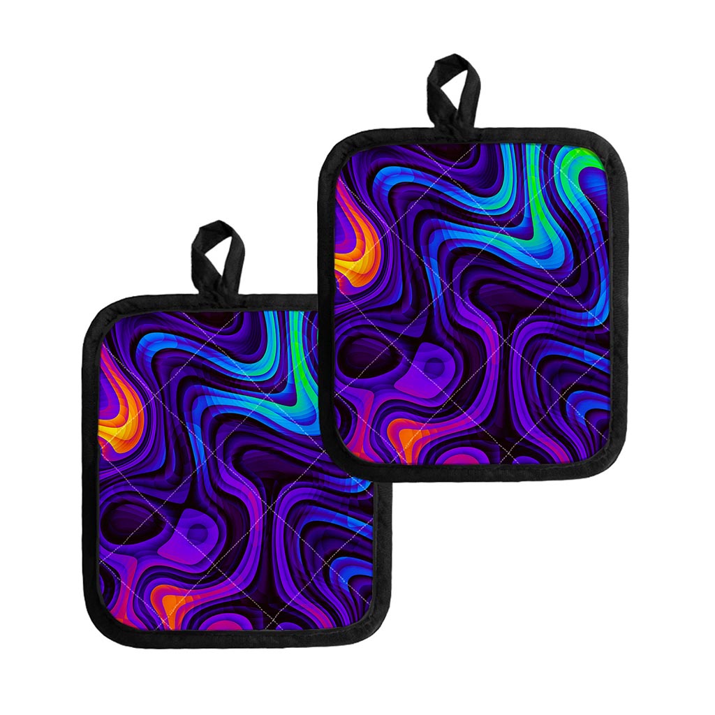Dark Psychedelic Trippy Print Pot Holders