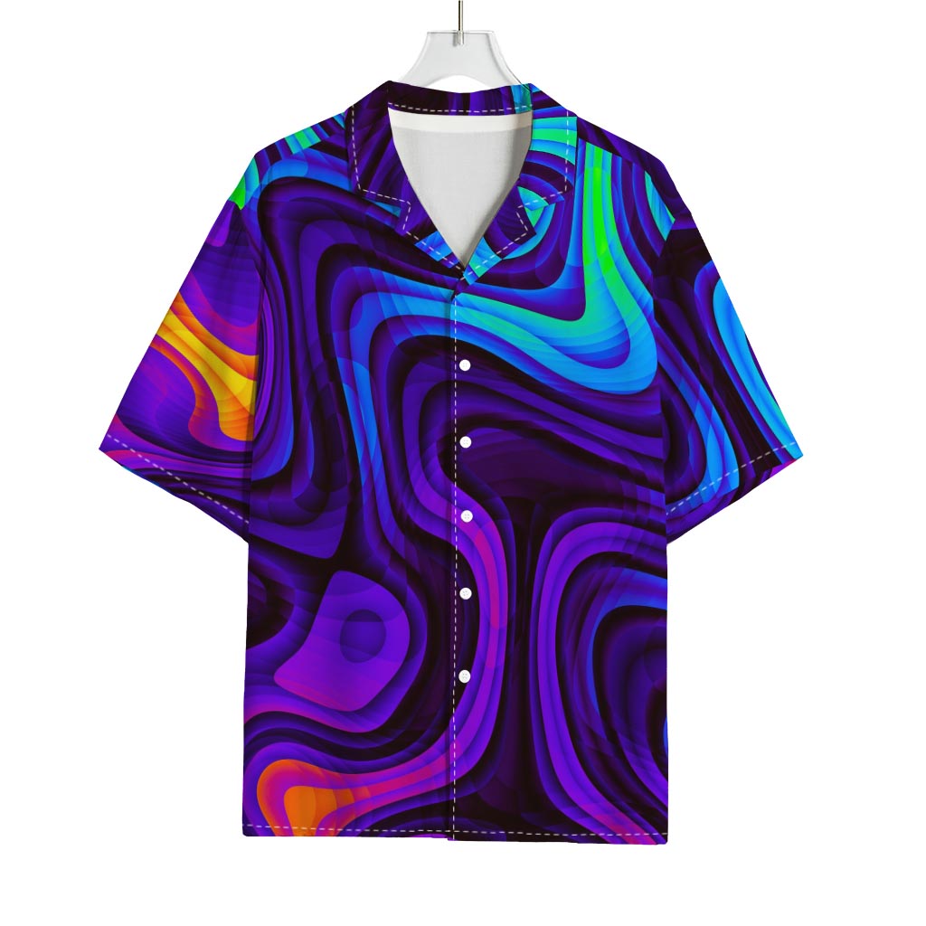 Dark Psychedelic Trippy Print Rayon Hawaiian Shirt