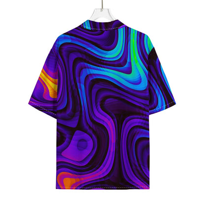 Dark Psychedelic Trippy Print Rayon Hawaiian Shirt