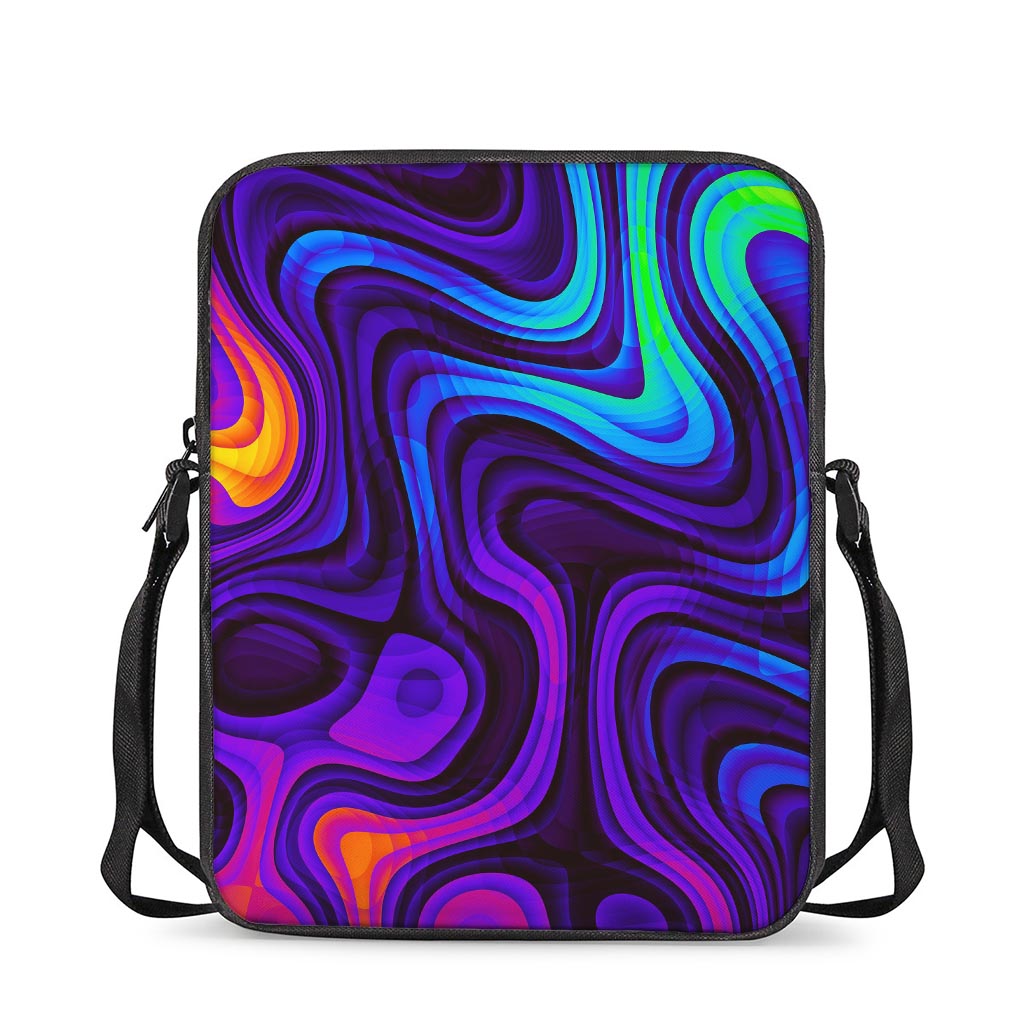 Dark Psychedelic Trippy Print Rectangular Crossbody Bag