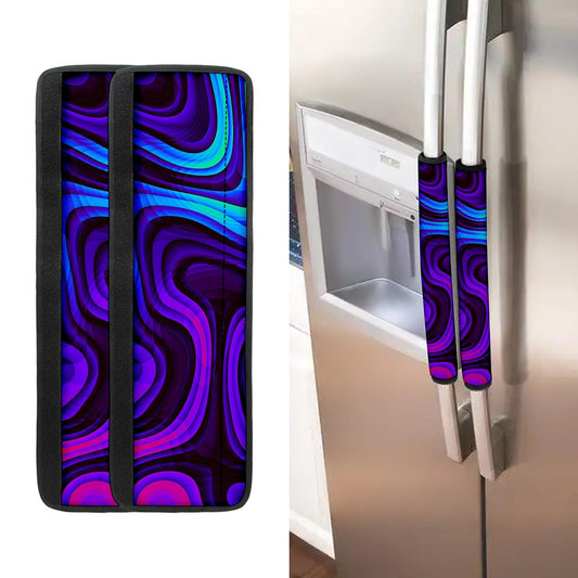 Dark Psychedelic Trippy Print Refrigerator Handle Covers