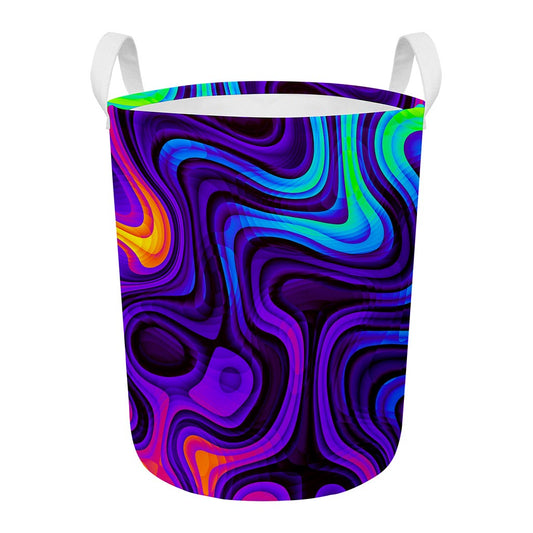 Dark Psychedelic Trippy Print Round Laundry Basket