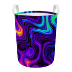 Dark Psychedelic Trippy Print Round Laundry Basket
