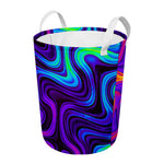 Dark Psychedelic Trippy Print Round Laundry Basket