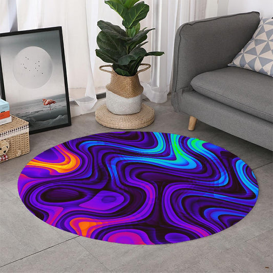 Dark Psychedelic Trippy Print Round Rug