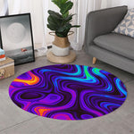 Dark Psychedelic Trippy Print Round Rug