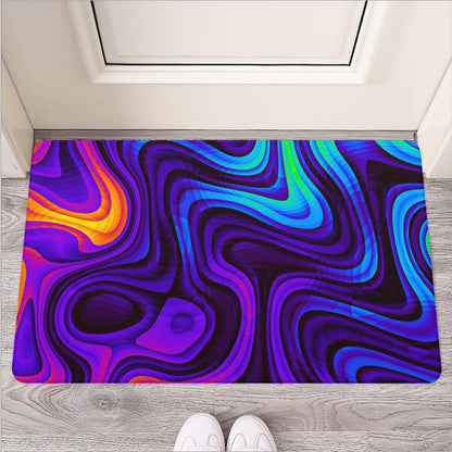 Dark Psychedelic Trippy Print Rubber Doormat
