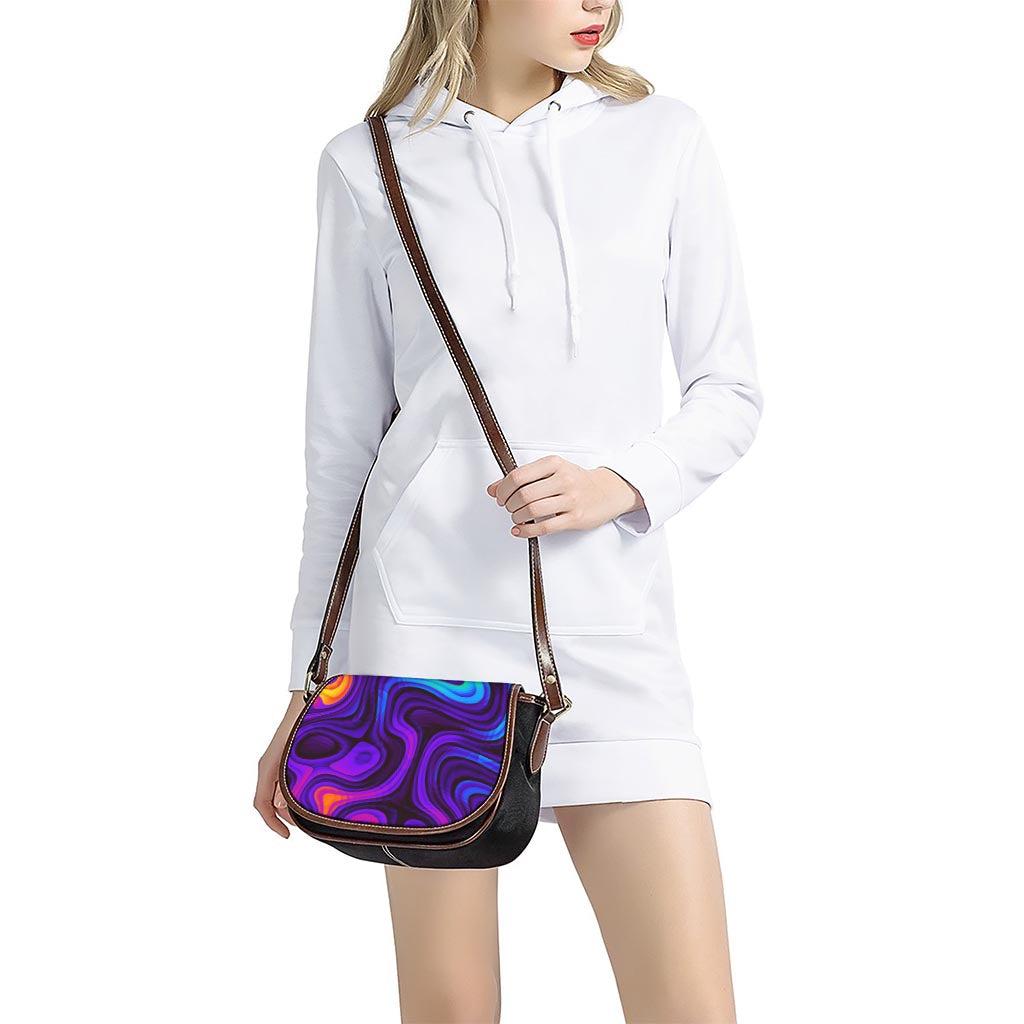 Dark Psychedelic Trippy Print Saddle Bag