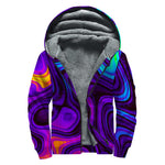 Dark Psychedelic Trippy Print Sherpa Lined Zip Up Hoodie