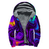 Dark Psychedelic Trippy Print Sherpa Lined Zip Up Hoodie