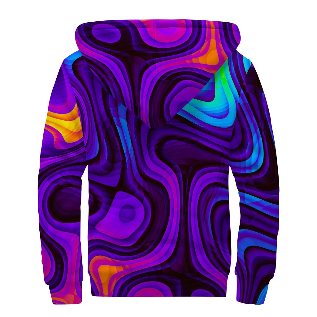 Dark Psychedelic Trippy Print Sherpa Lined Zip Up Hoodie