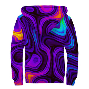 Dark Psychedelic Trippy Print Sherpa Lined Zip Up Hoodie