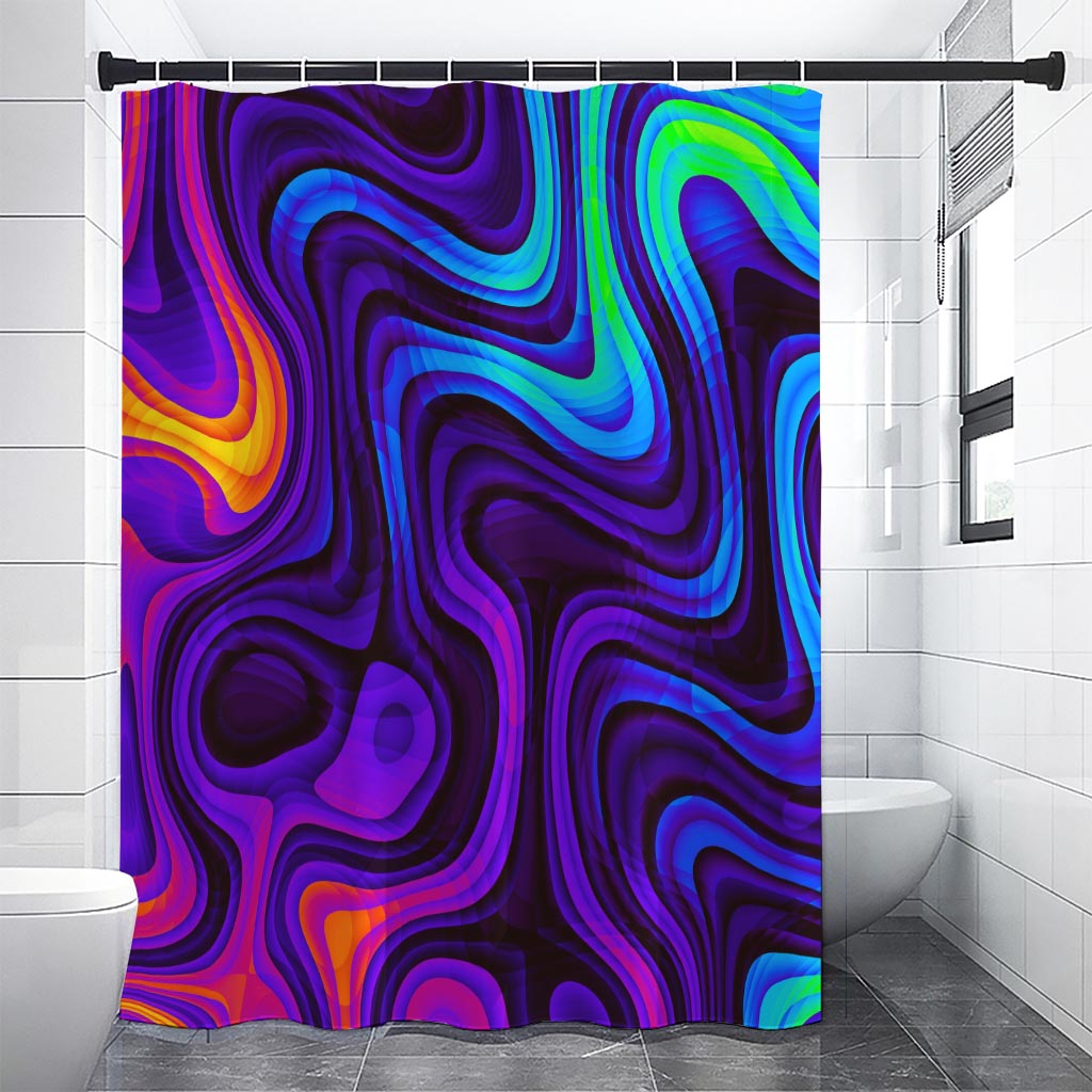 Dark Psychedelic Trippy Print Shower Curtain
