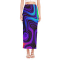Dark Psychedelic Trippy Print Side Slit Maxi Skirt