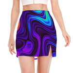 Dark Psychedelic Trippy Print Side Slit Mini Skirt