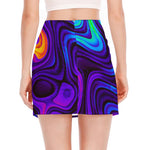 Dark Psychedelic Trippy Print Side Slit Mini Skirt