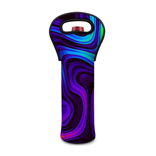 Dark Psychedelic Trippy Print Single Neoprene Wine Tote