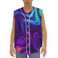 Dark Psychedelic Trippy Print Sleeveless Baseball Jersey