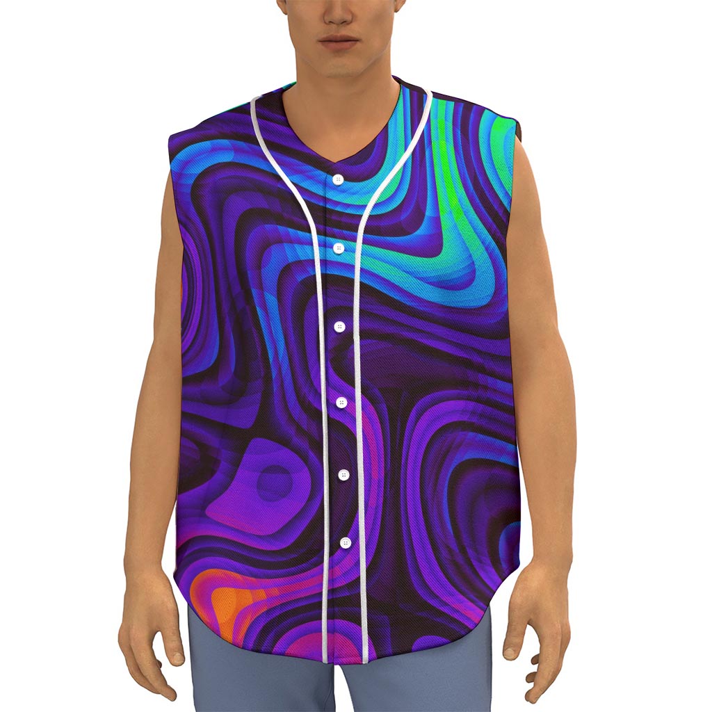 Dark Psychedelic Trippy Print Sleeveless Baseball Jersey