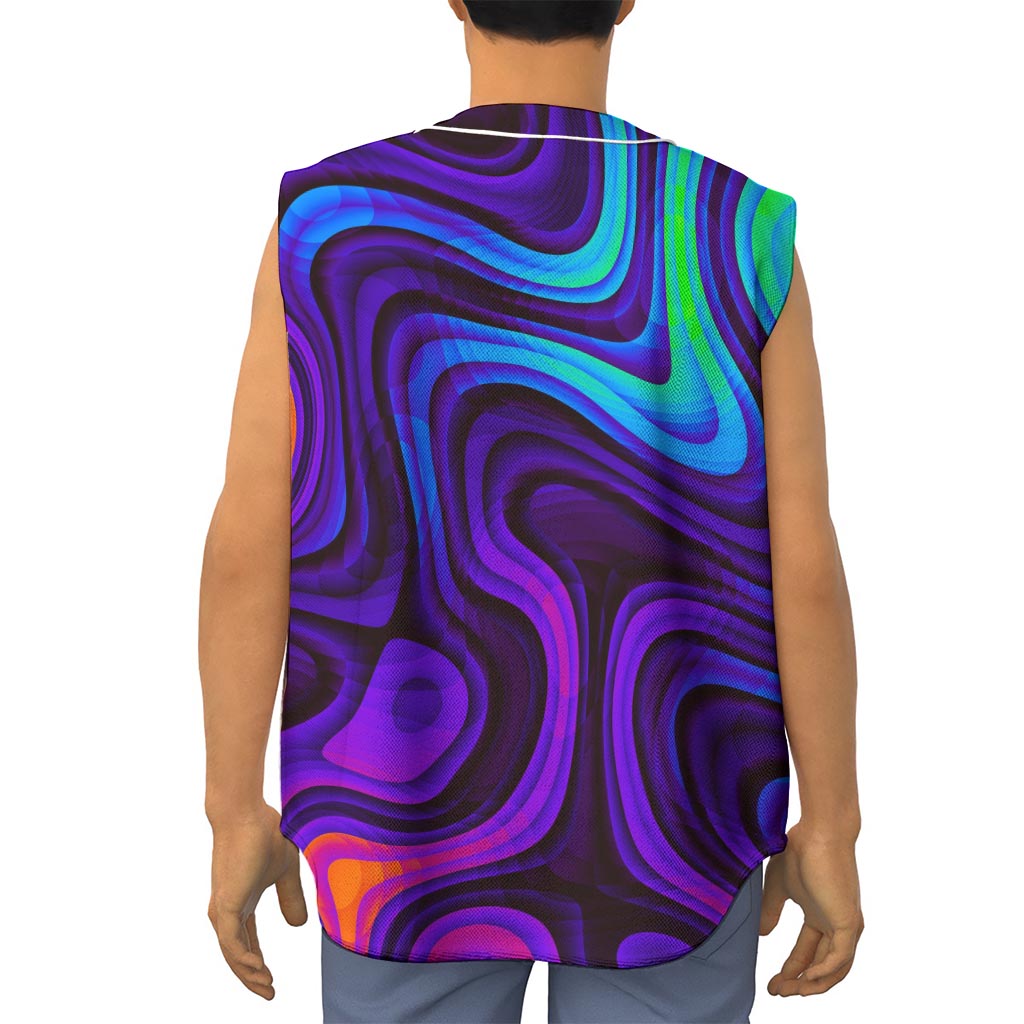 Dark Psychedelic Trippy Print Sleeveless Baseball Jersey