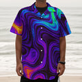 Dark Psychedelic Trippy Print Textured Short Sleeve Shirt