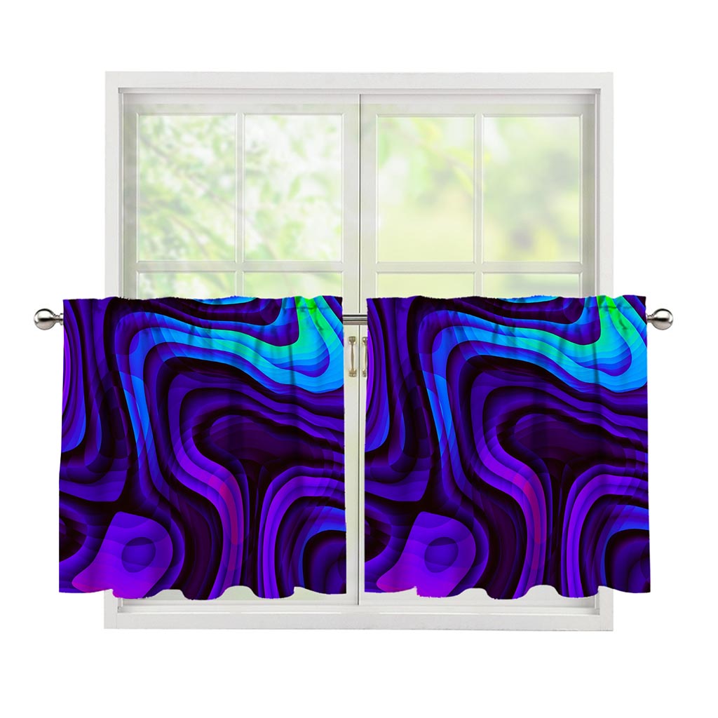 Dark Psychedelic Trippy Print Tier Curtains