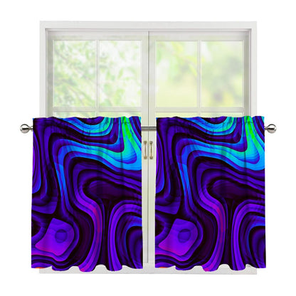 Dark Psychedelic Trippy Print Tier Curtains