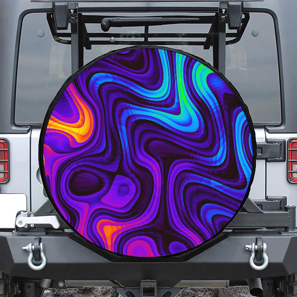 Dark Psychedelic Trippy Print Tire Cover