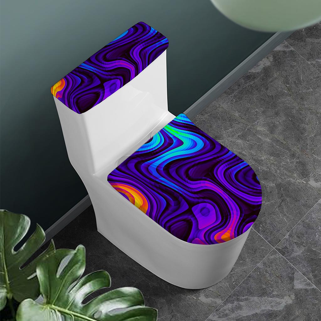 Dark Psychedelic Trippy Print Toilet Lid And Tank Cover Set