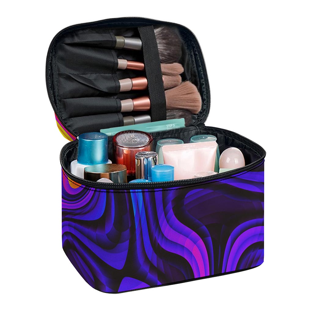 Dark Psychedelic Trippy Print Travel Makeup Bag