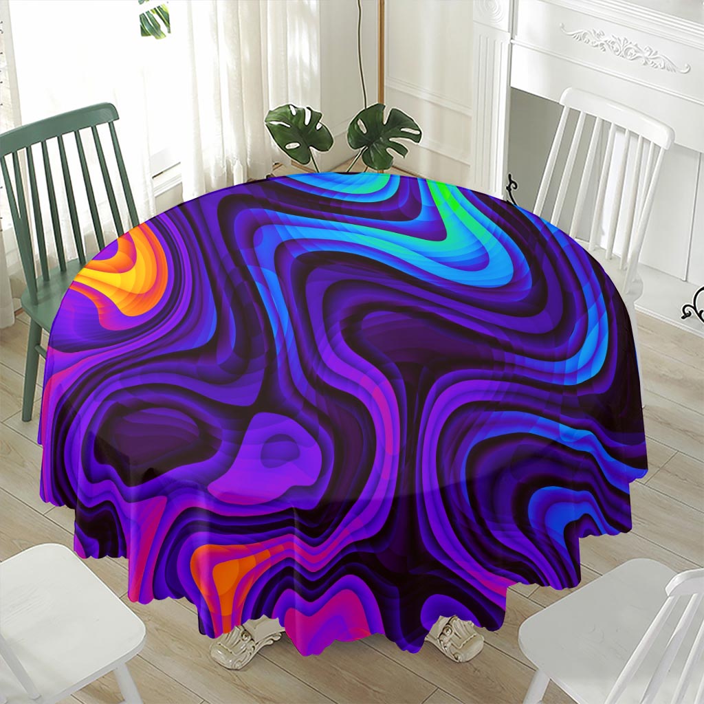 Dark Psychedelic Trippy Print Waterproof Round Tablecloth
