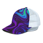 Dark Psychedelic Trippy Print White Mesh Trucker Cap