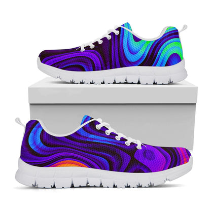 Dark Psychedelic Trippy Print White Running Shoes