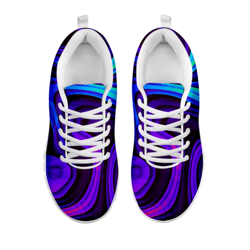 Dark Psychedelic Trippy Print White Running Shoes