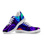 Dark Psychedelic Trippy Print White Running Shoes
