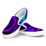 Dark Psychedelic Trippy Print White Slip On Sneakers