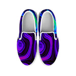 Dark Psychedelic Trippy Print White Slip On Sneakers