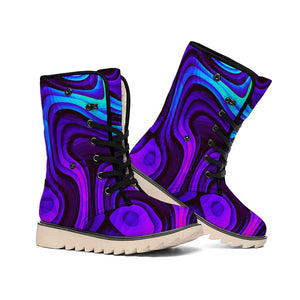 Dark Psychedelic Trippy Print Winter Boots