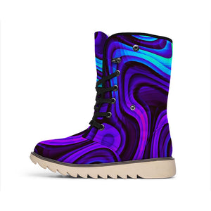 Dark Psychedelic Trippy Print Winter Boots