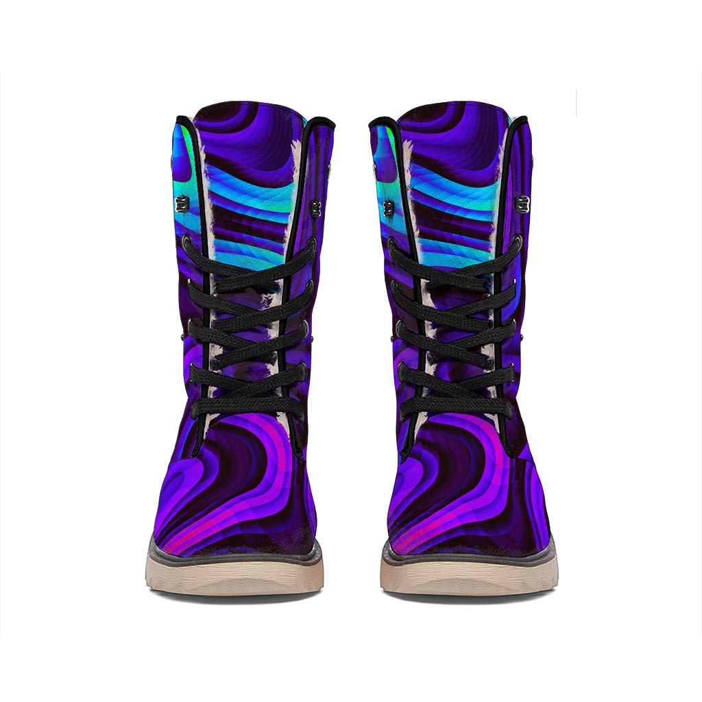 Dark Psychedelic Trippy Print Winter Boots