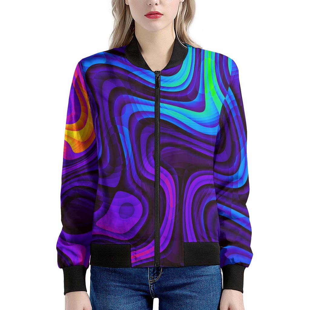 Dark Psychedelic Trippy Print Women's Bomber Jacket