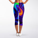 Dark Psychedelic Trippy Print Women's Capri Leggings