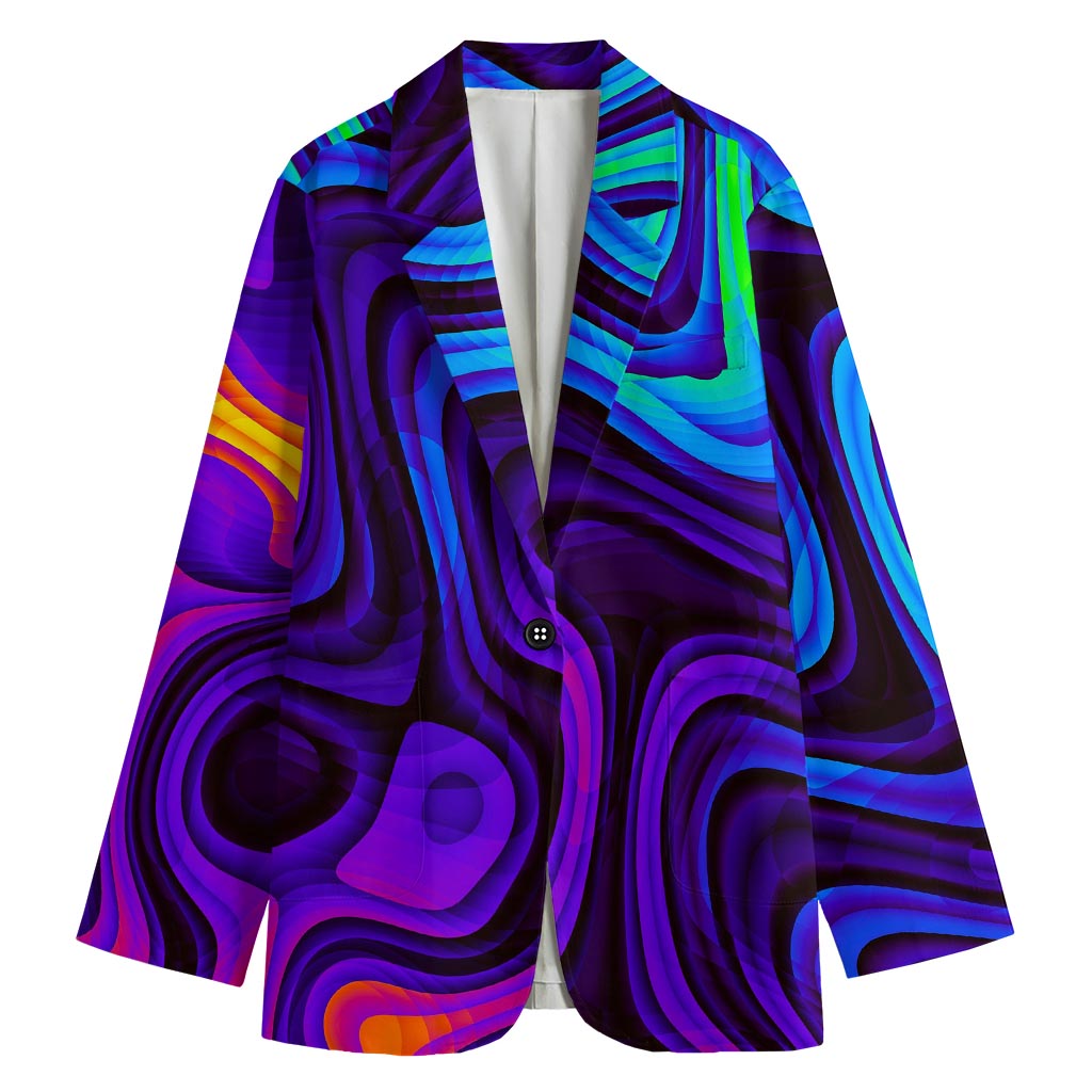 Dark Psychedelic Trippy Print Women's Cotton Blazer