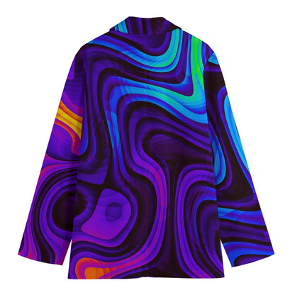 Dark Psychedelic Trippy Print Women's Cotton Blazer