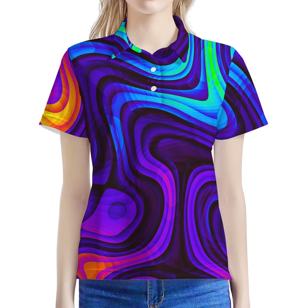 Dark Psychedelic Trippy Print Women's Polo Shirt
