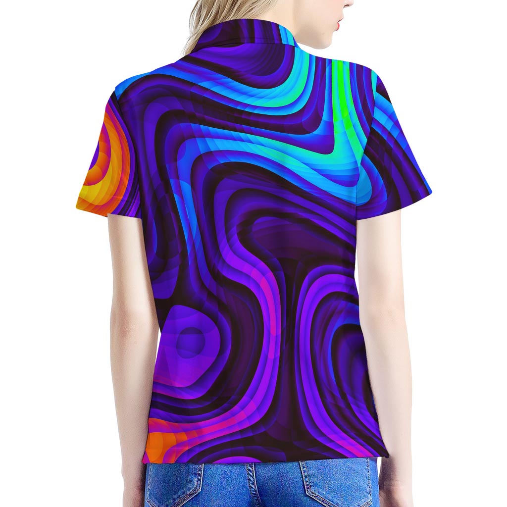Dark Psychedelic Trippy Print Women's Polo Shirt