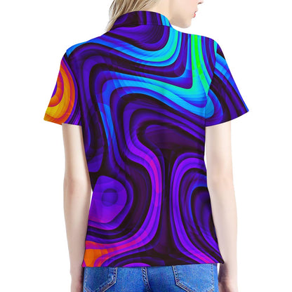 Dark Psychedelic Trippy Print Women's Polo Shirt