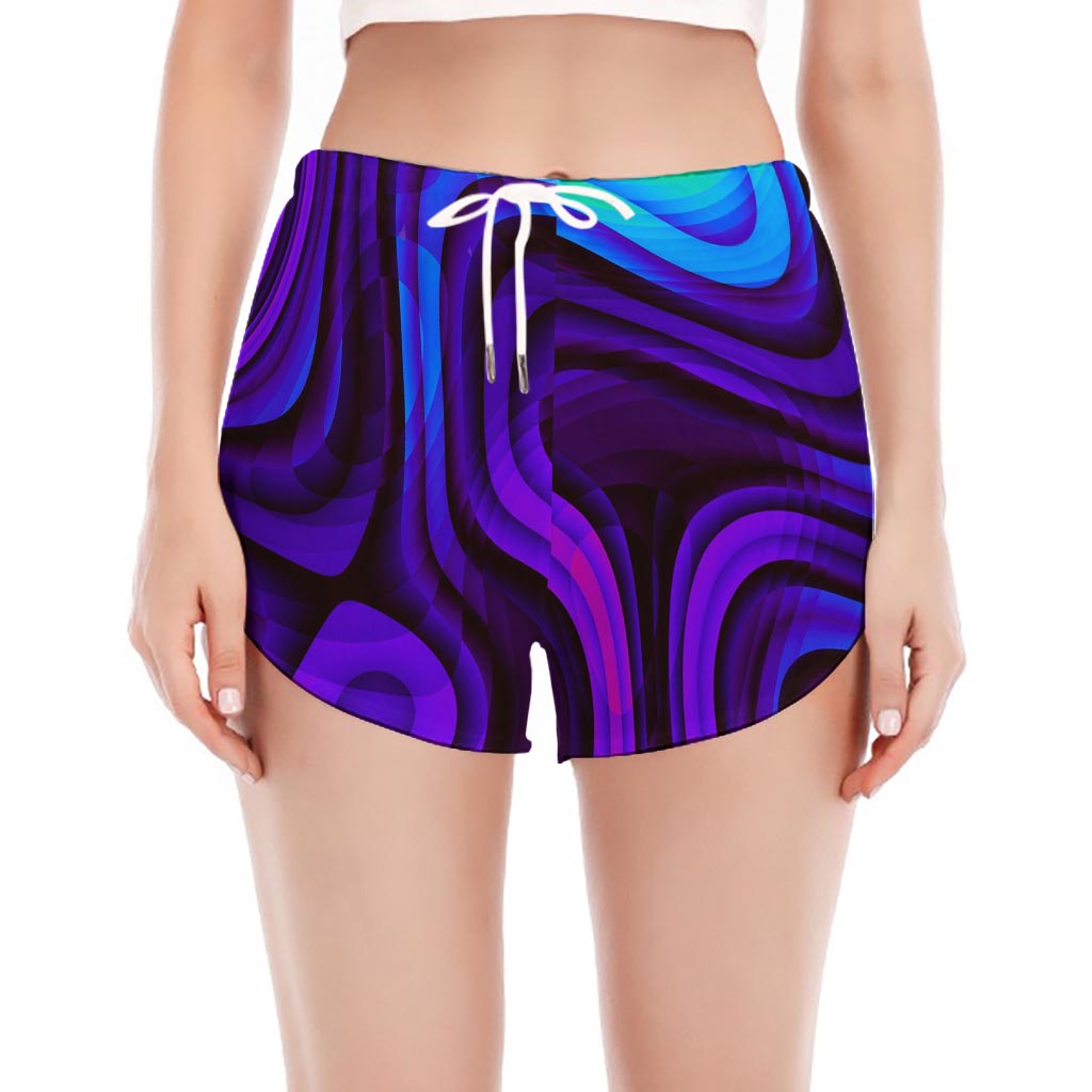 Dark Psychedelic Trippy Print Women's Split Running Shorts
